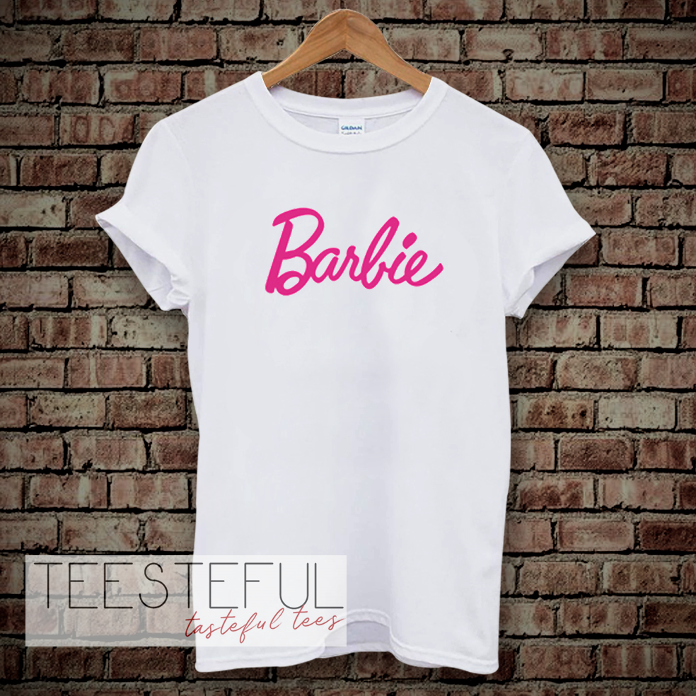 Barbie Logo White T-shirt unisex from teesteful.com